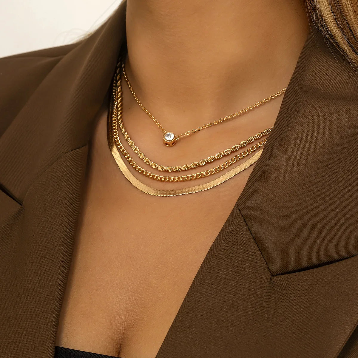 Bezel Layered Necklace Stack