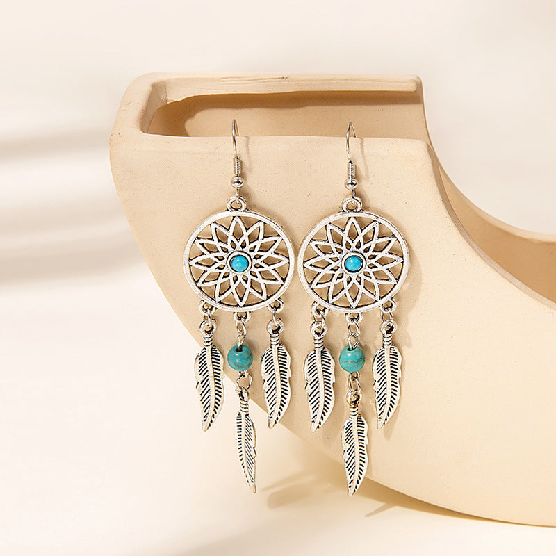 Dream Catcher Feather Tassel Earrings